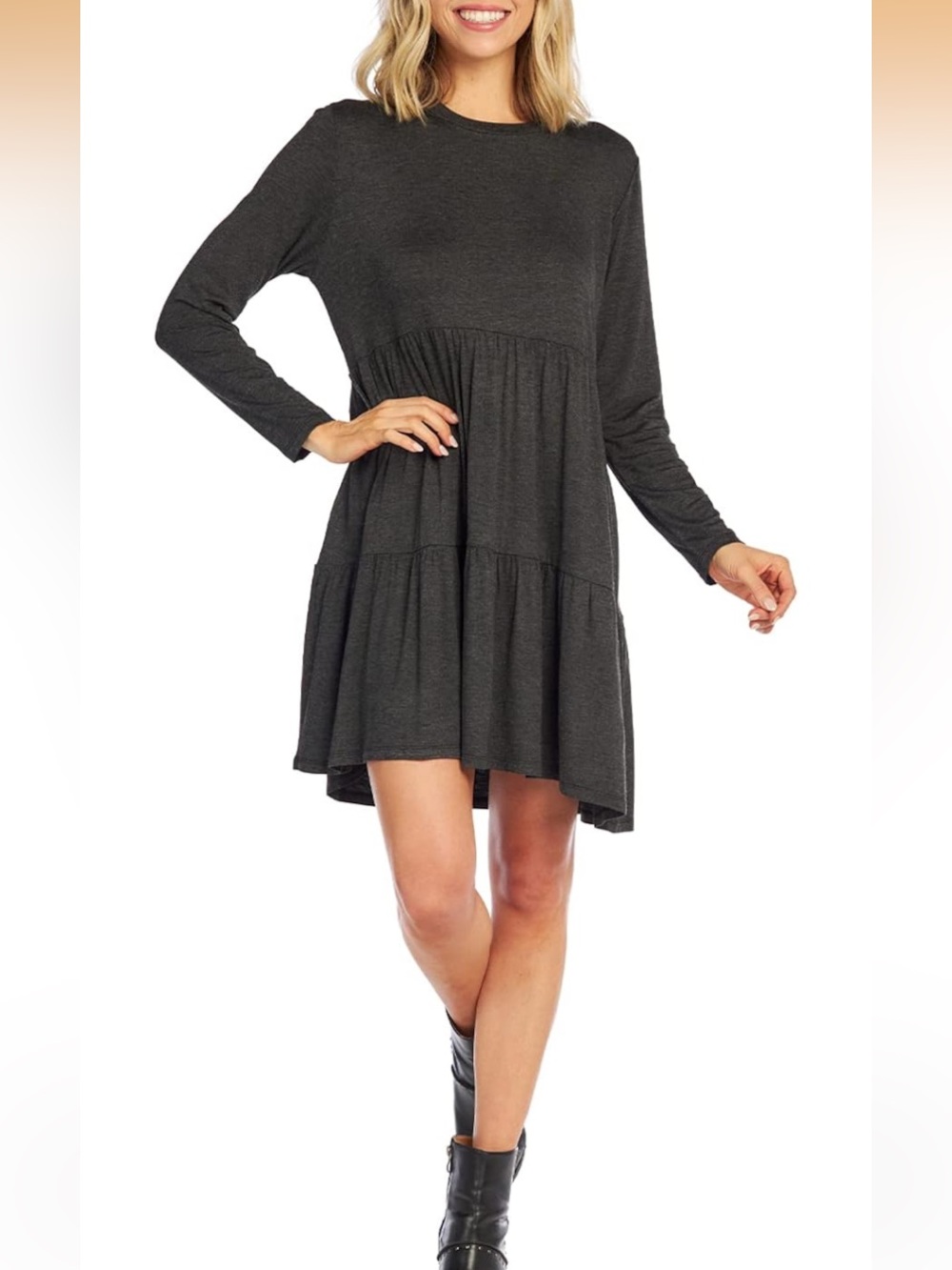 Mud Pie Minnie tiered gray boho swing dress size S NWT - Picture 3 of 8